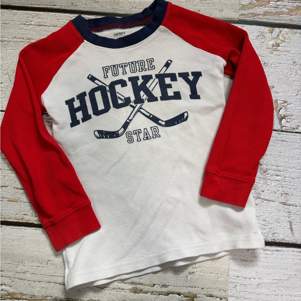 Carter's Red and White Hockey Long Sleeve Tee